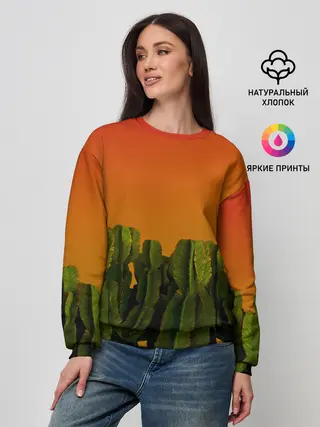Женский свитшот / Кактусы на закате