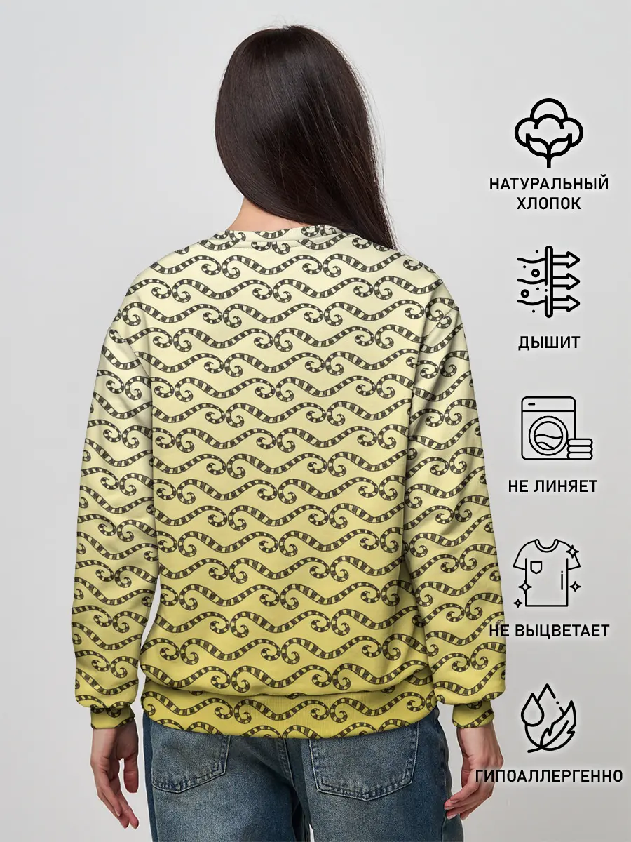 Женский свитшот / рисованный узор усы червячки