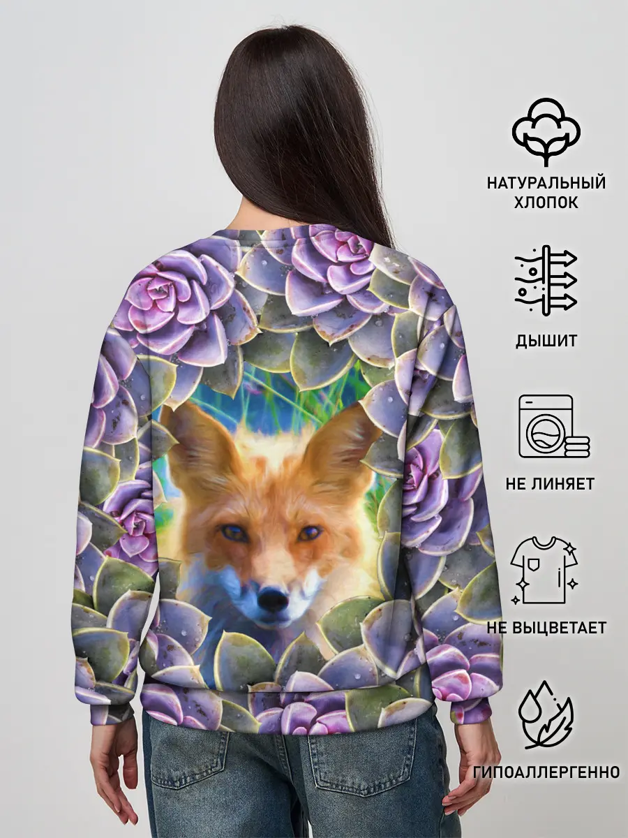 Женский свитшот / Лиса среди цветов