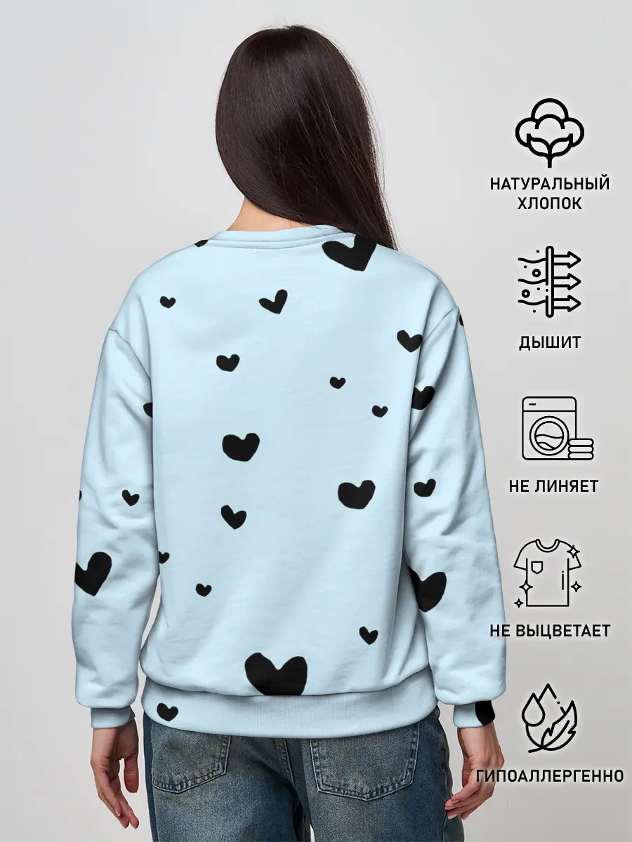 Женский свитшот / Танджиро Камадо черные сердечки