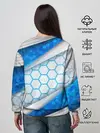 Женский свитшот / 3D AQUA БРОНЯ ОБЪЕМНЫЕ СОТЫ