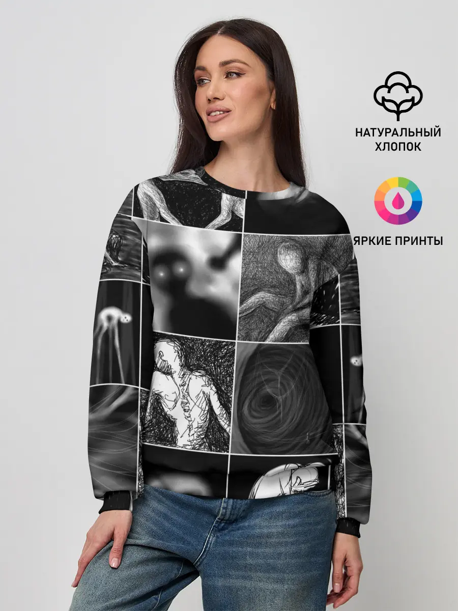Женский свитшот / Мрачные скетчи. Плитка