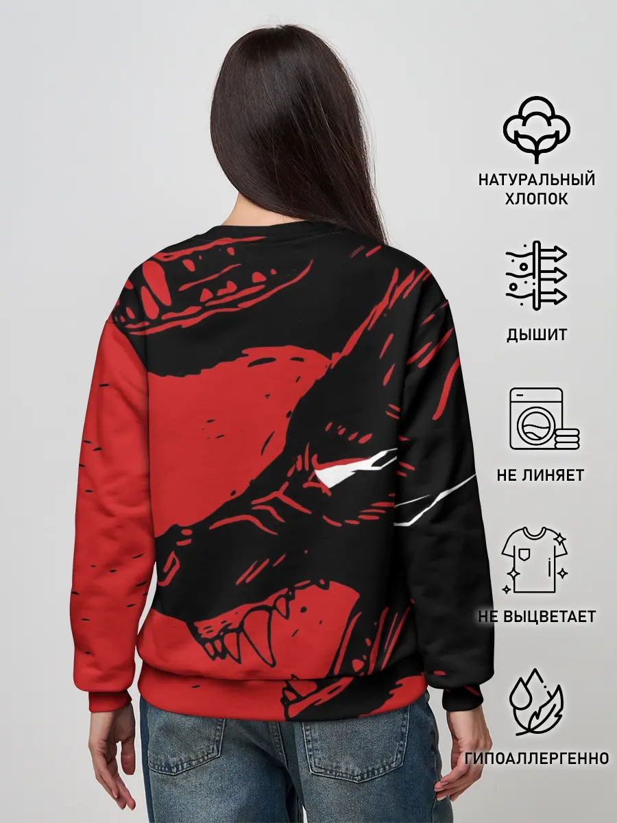 Женский свитшот / Красный волк 3D