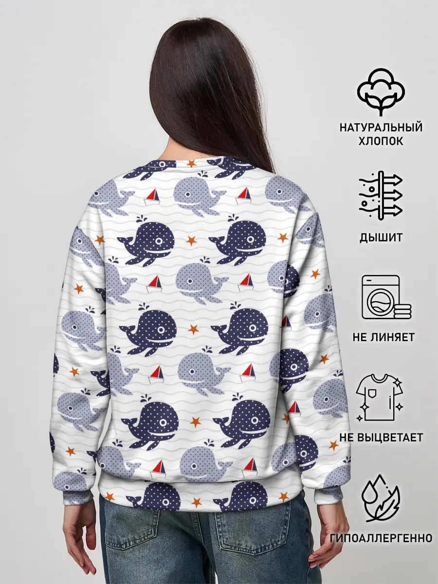 Женский свитшот / Киты и яхты