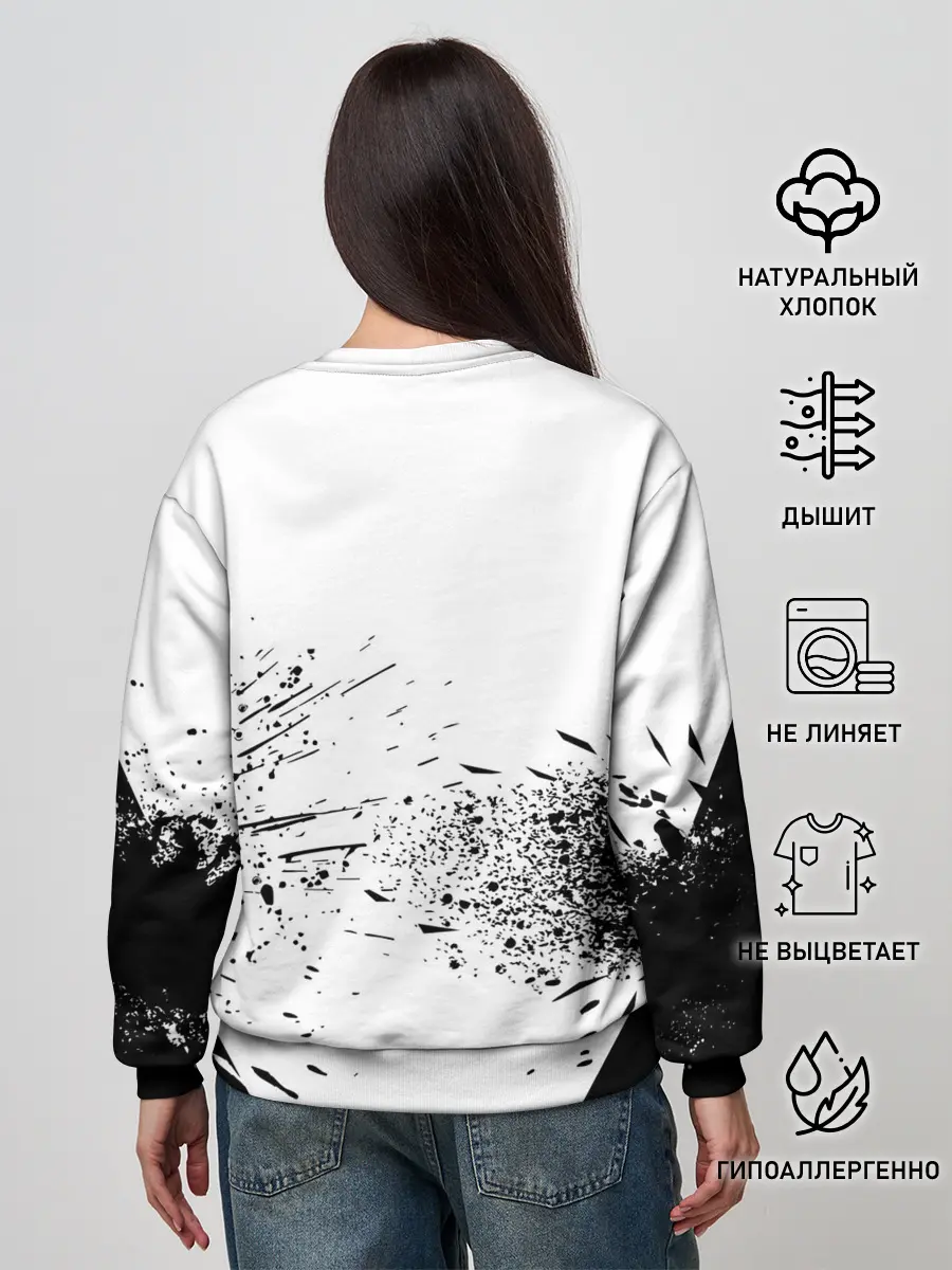 Женский свитшот / Чёрный клевер с иероглифами