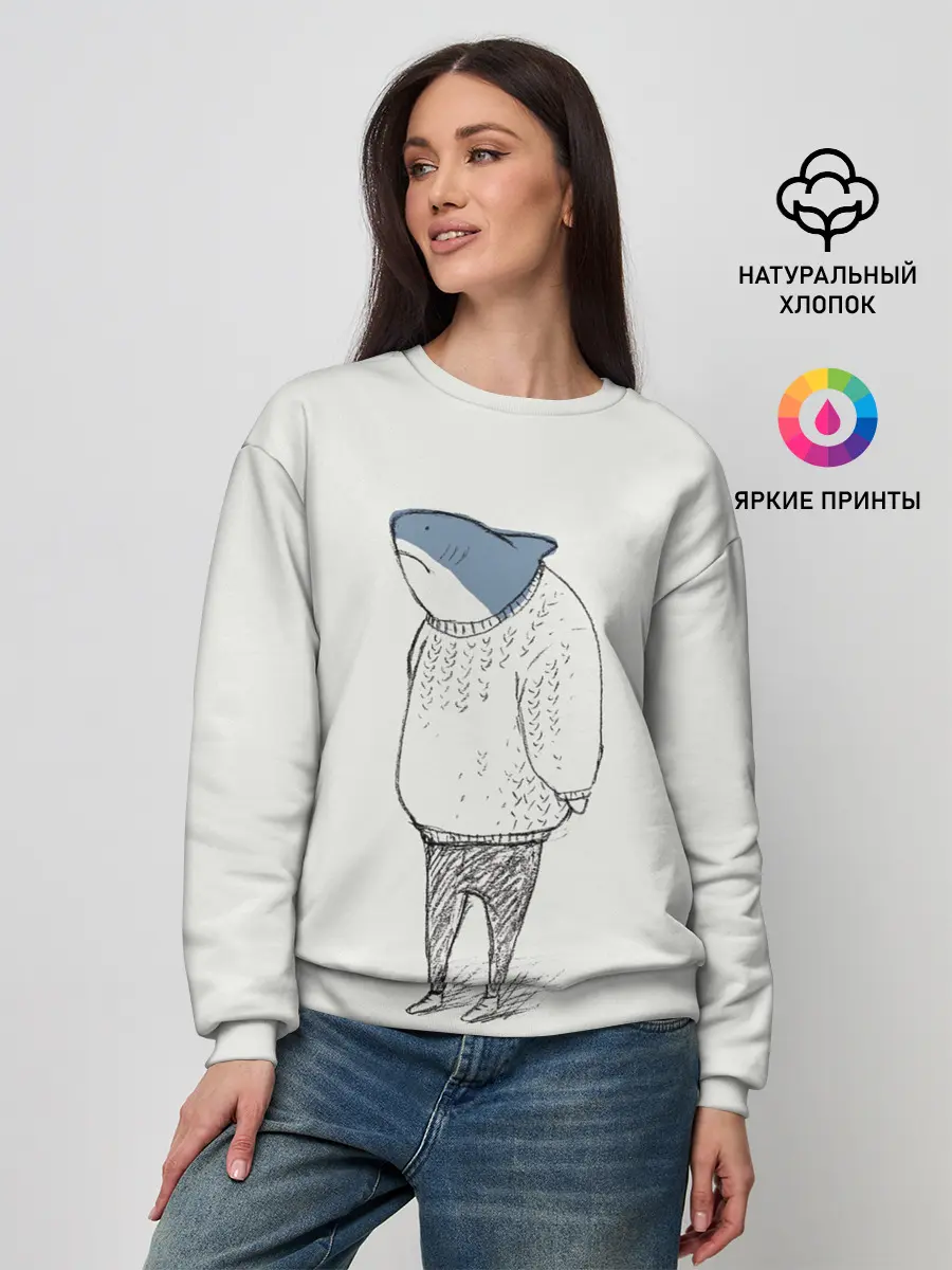 Женский свитшот / акула в свитере