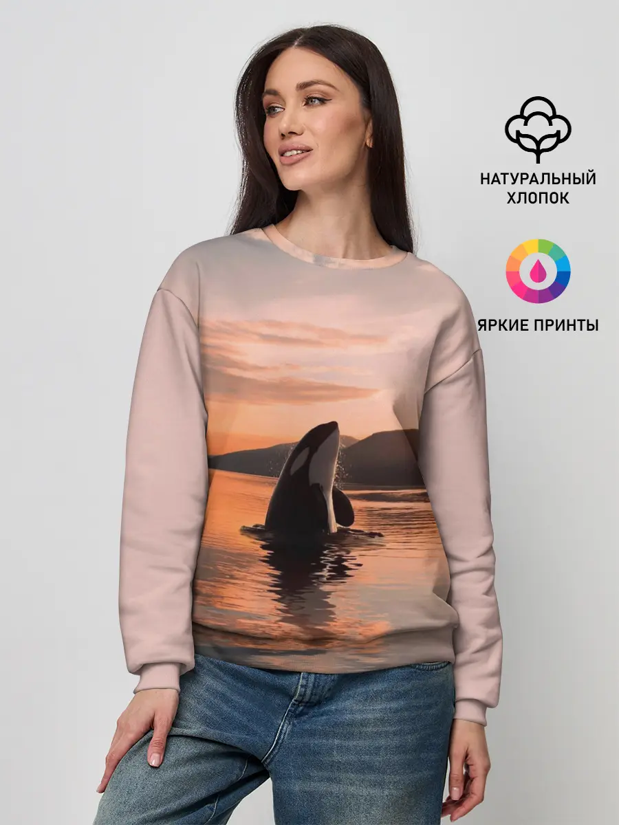 Женский свитшот / касатки на закате