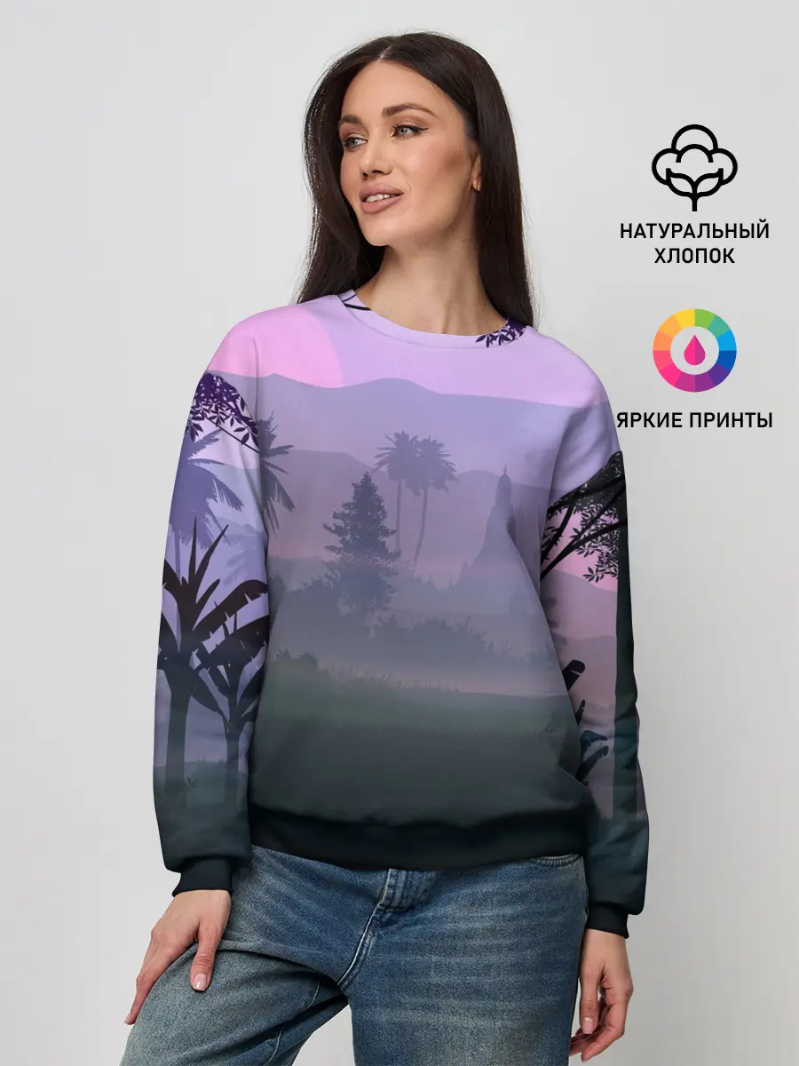 Женский свитшот / forest at sunset