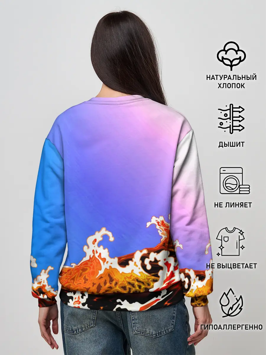 Женский свитшот / Осьминог в Лаве | Градиент