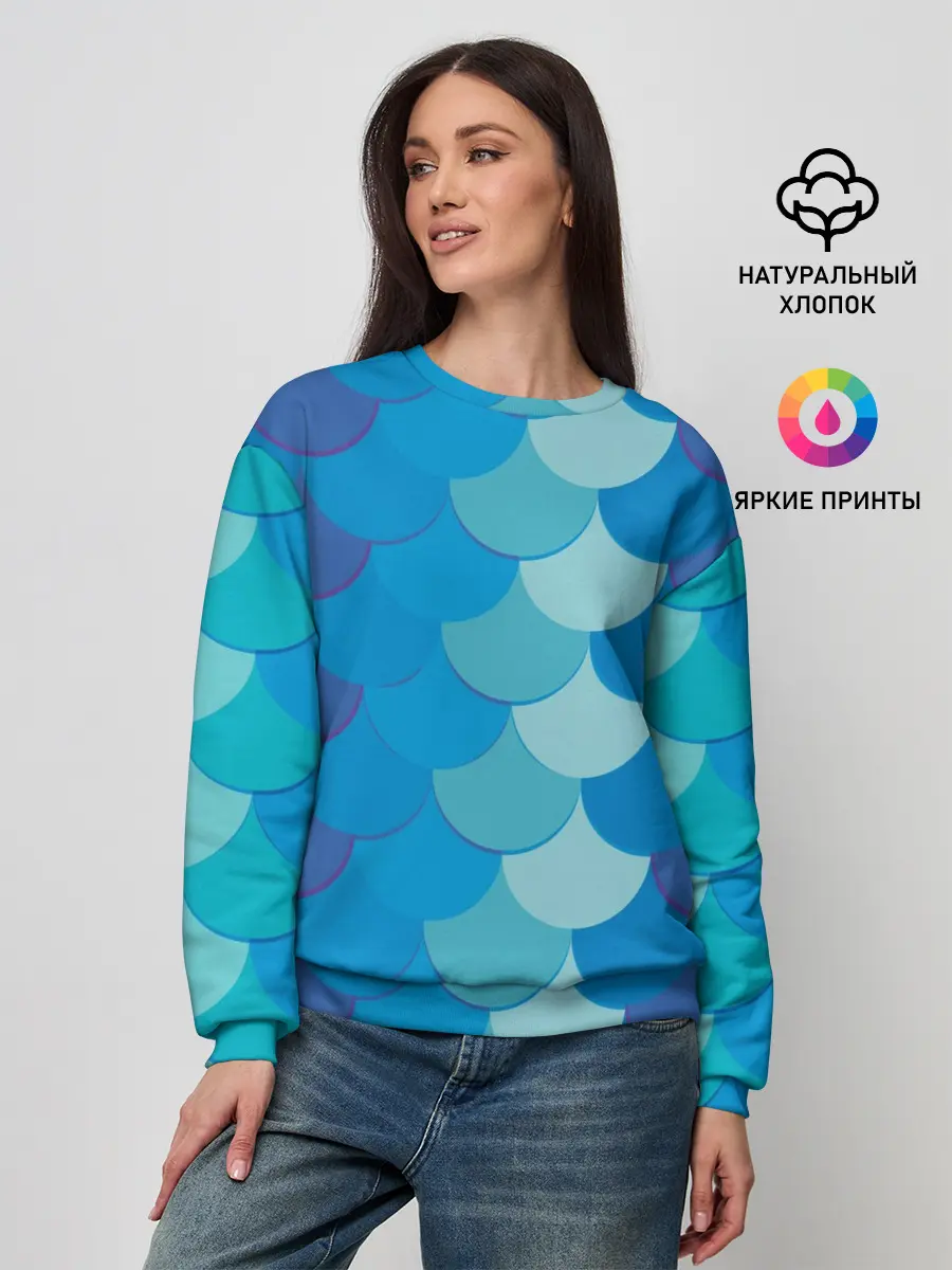 Женский свитшот / Синяя чешуя рыбы