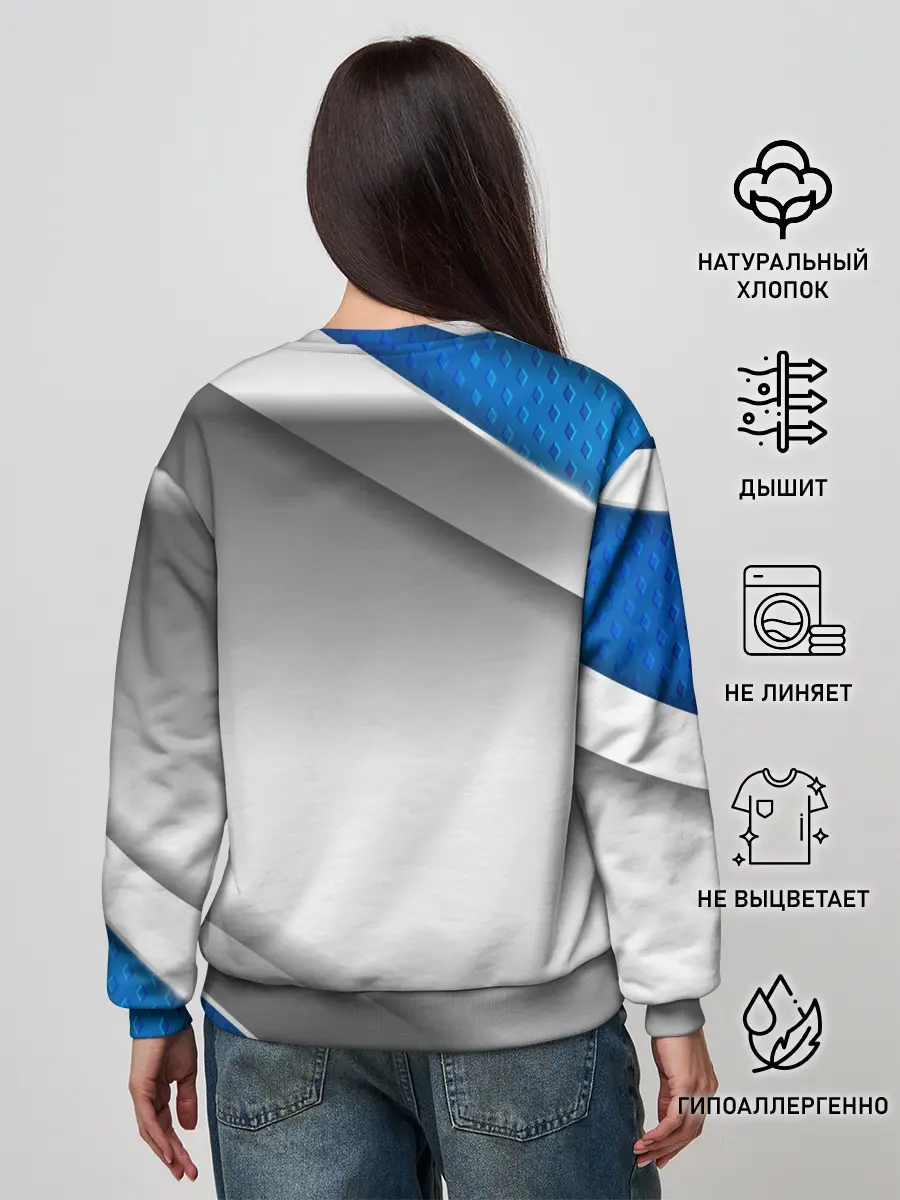 Женский свитшот / 3D СЕРЕБРО BLUE LINES