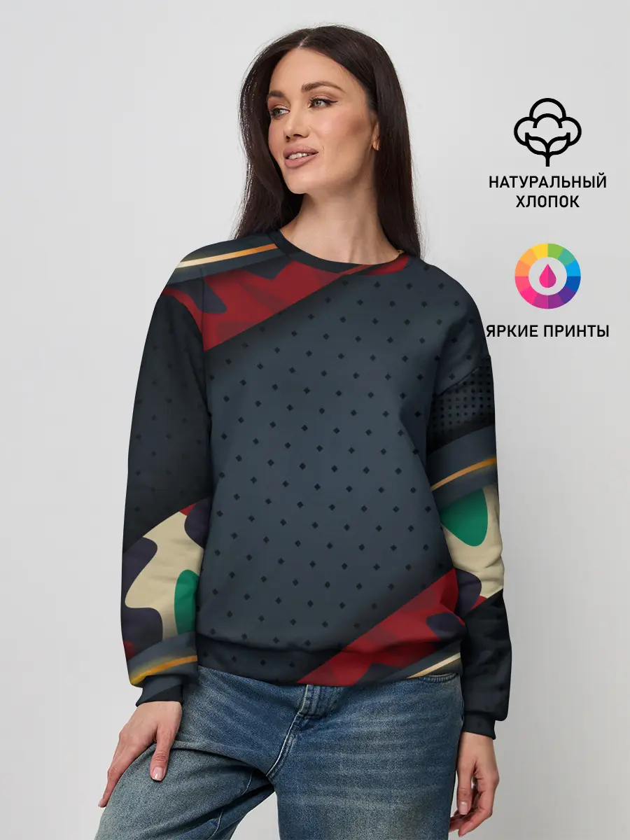 Женский свитшот / 3D Dark red & black