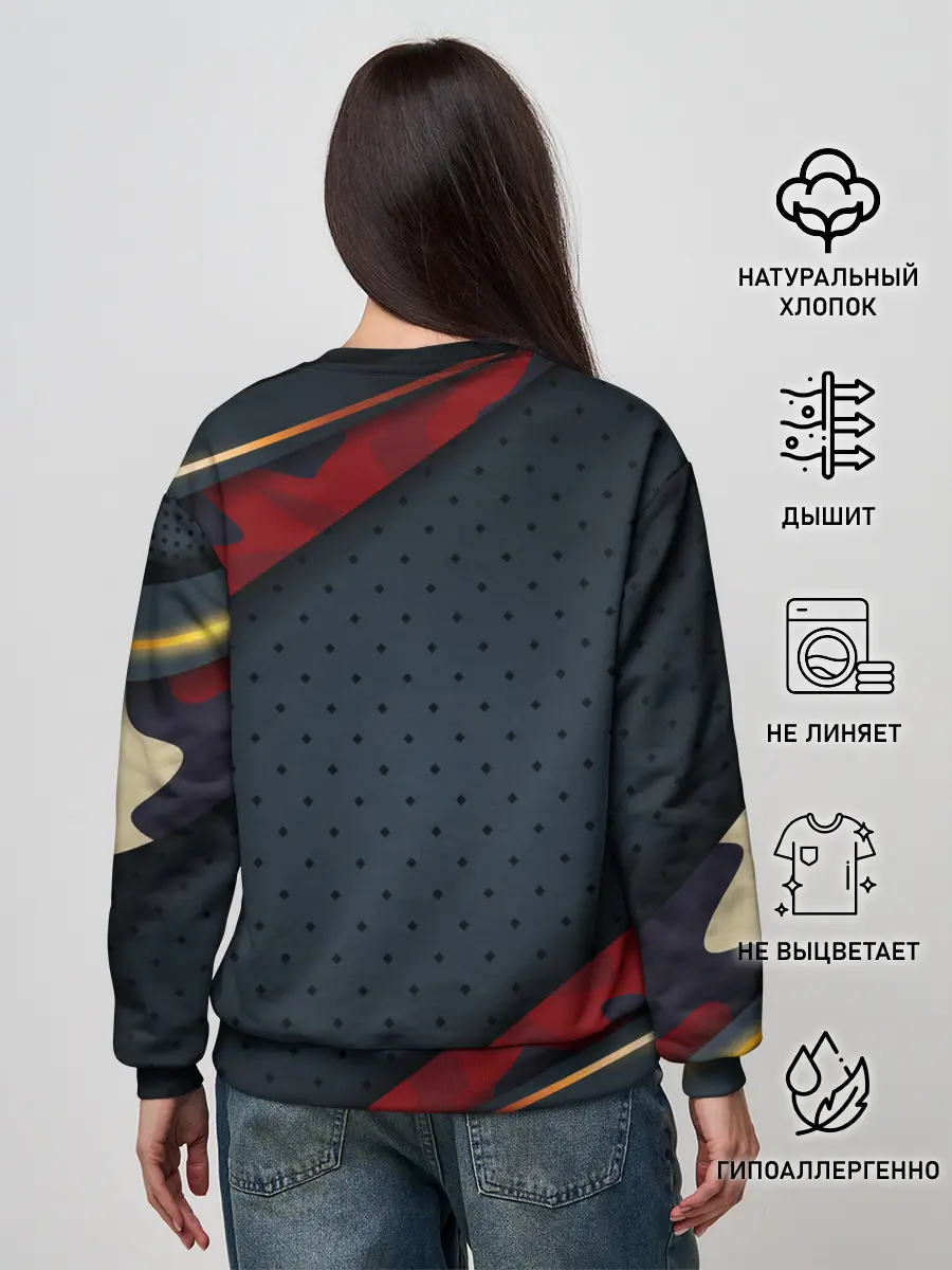 Женский свитшот / 3D Dark red & black