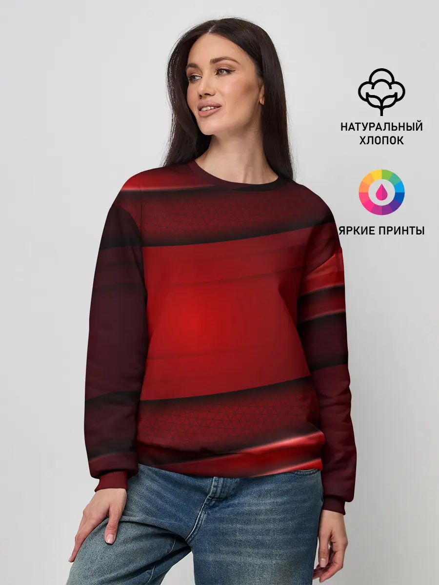 Женский свитшот / 3D red Абстрактные линии