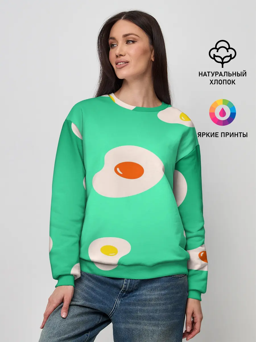 Женский свитшот / Яйца на Зеленом Фоне