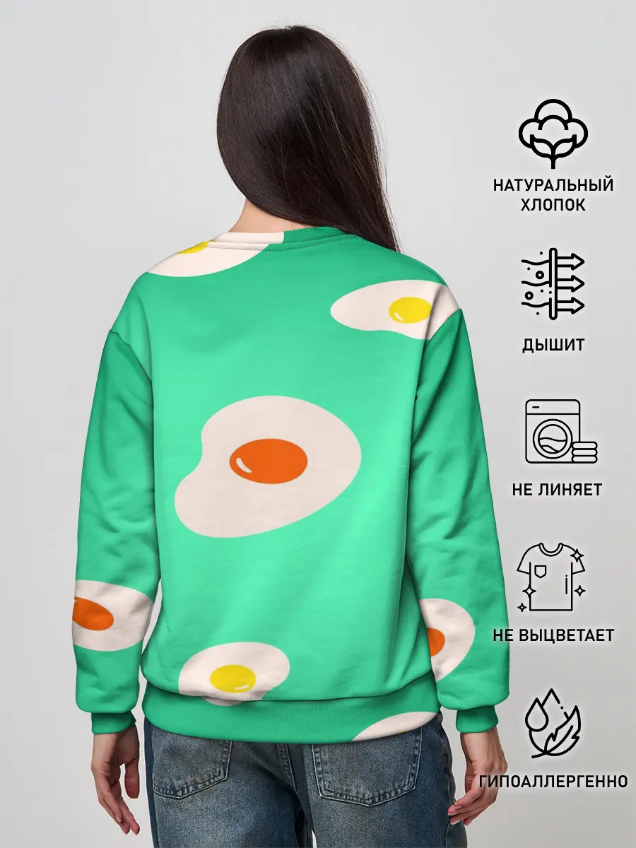 Женский свитшот / Яйца на Зеленом Фоне