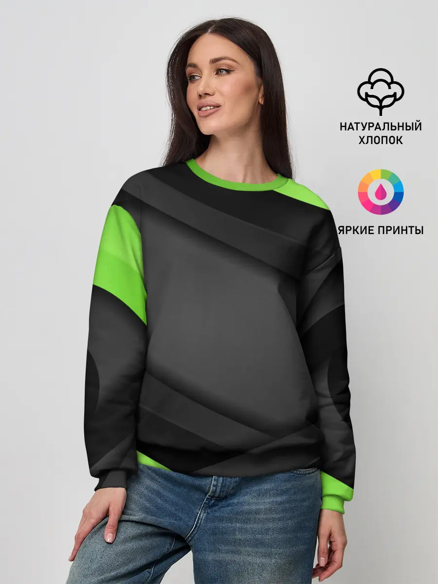 Женский свитшот / Green / Black