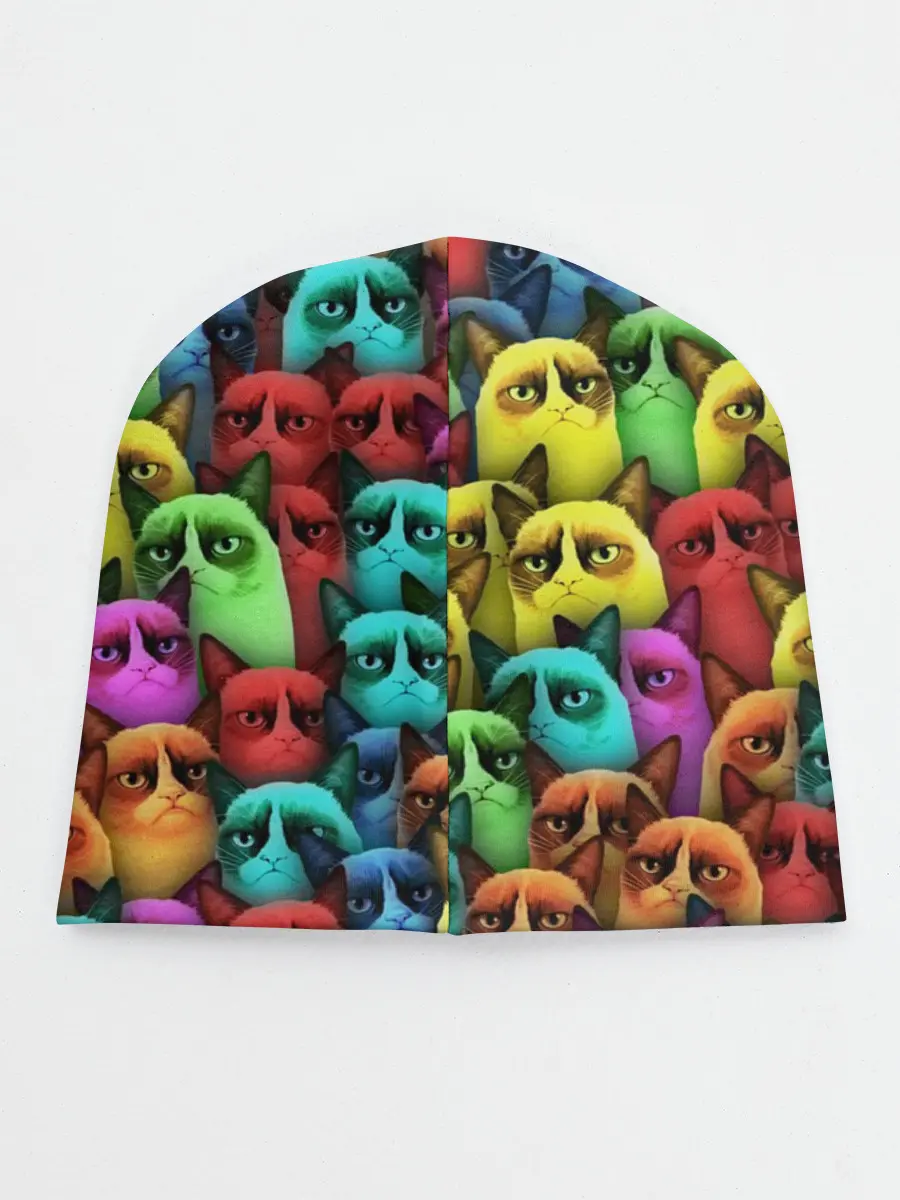 Детская шапка / Разноцветные сердитые коты