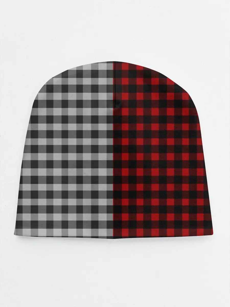 Детская шапка / Красно белая рубашка в клетку