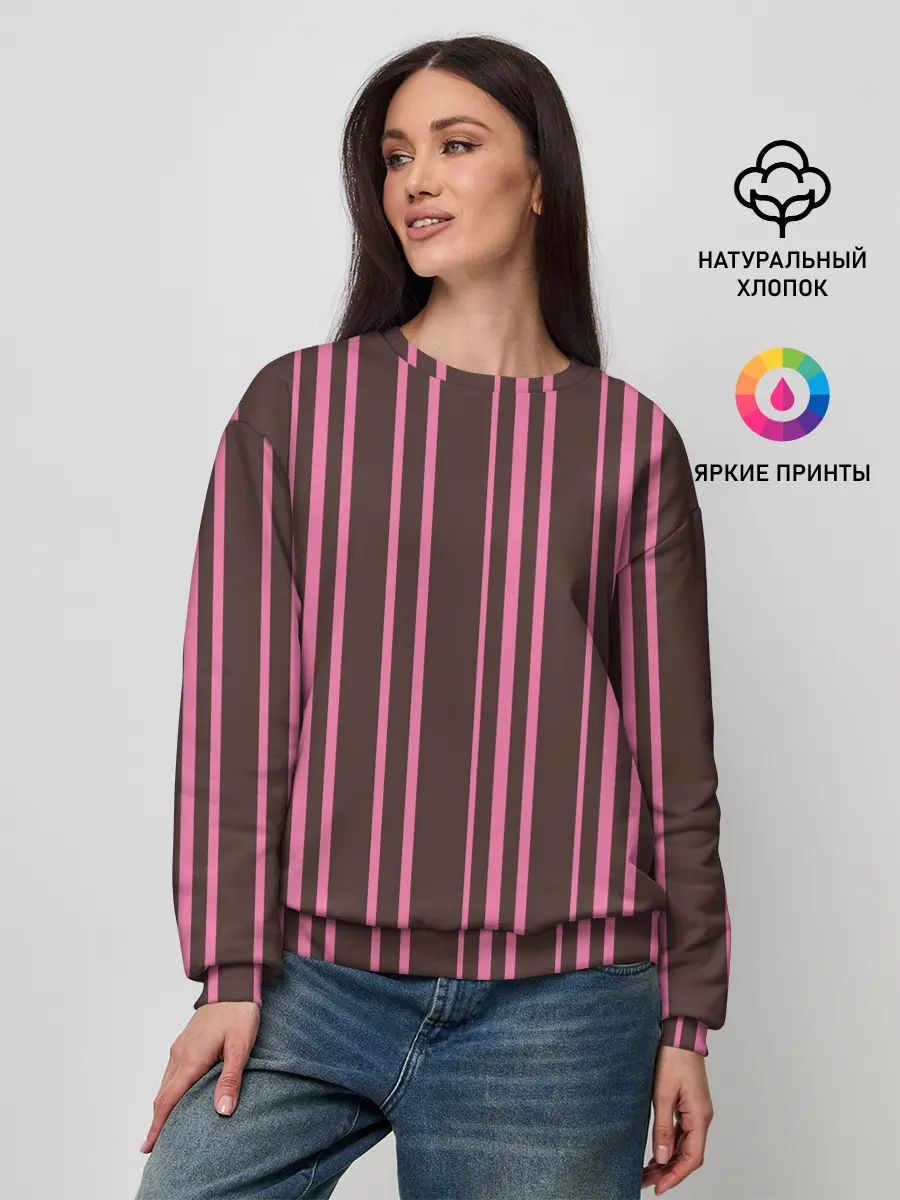 Женский свитшот / Чёрно-розовые линии