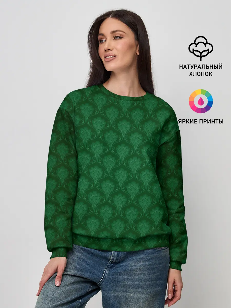 Женский свитшот / Готические зелёные цветы