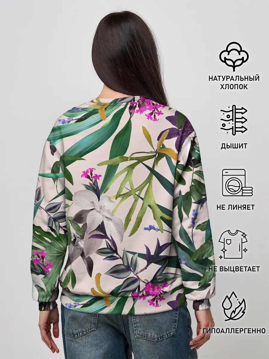 Женский свитшот / Череп в цветах