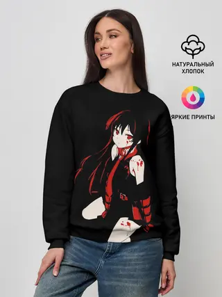 Женский свитшот / Убийца Акаме на черном фоне