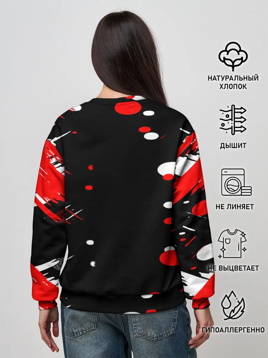 Женский свитшот / Хвост Феи красно-черная геометрия