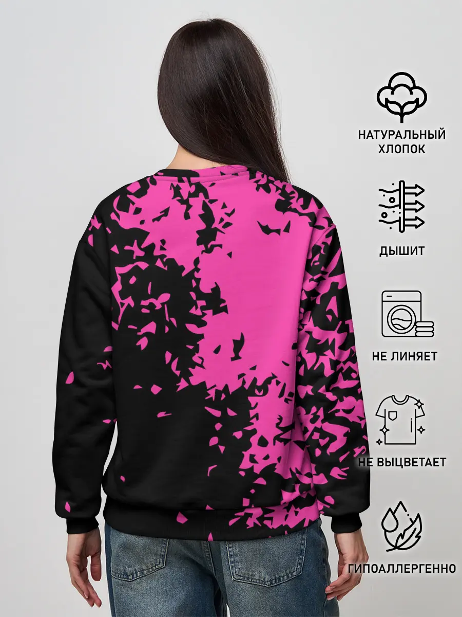 Женский свитшот / Love anime розовые кляксы на черном