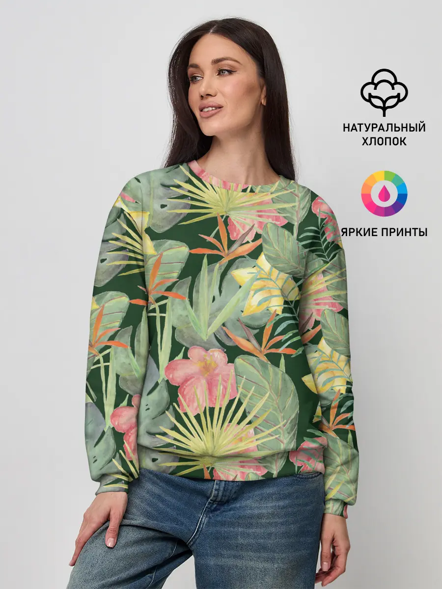 Женский свитшот / Тропические растения и цветы
