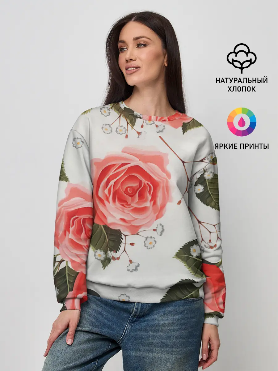 Женский свитшот / Нежные розы