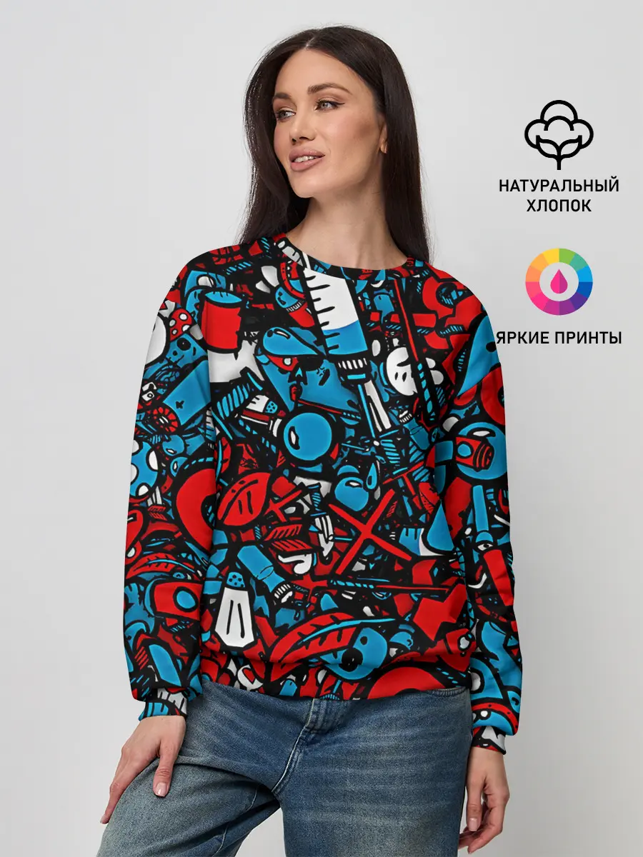 Женский свитшот / Красно синие безумие