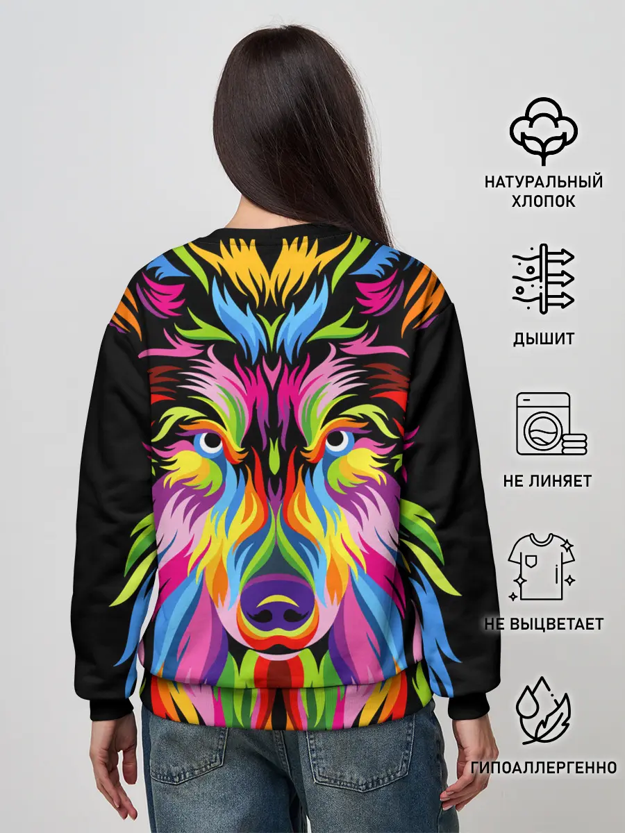 Женский свитшот / Neon wolf