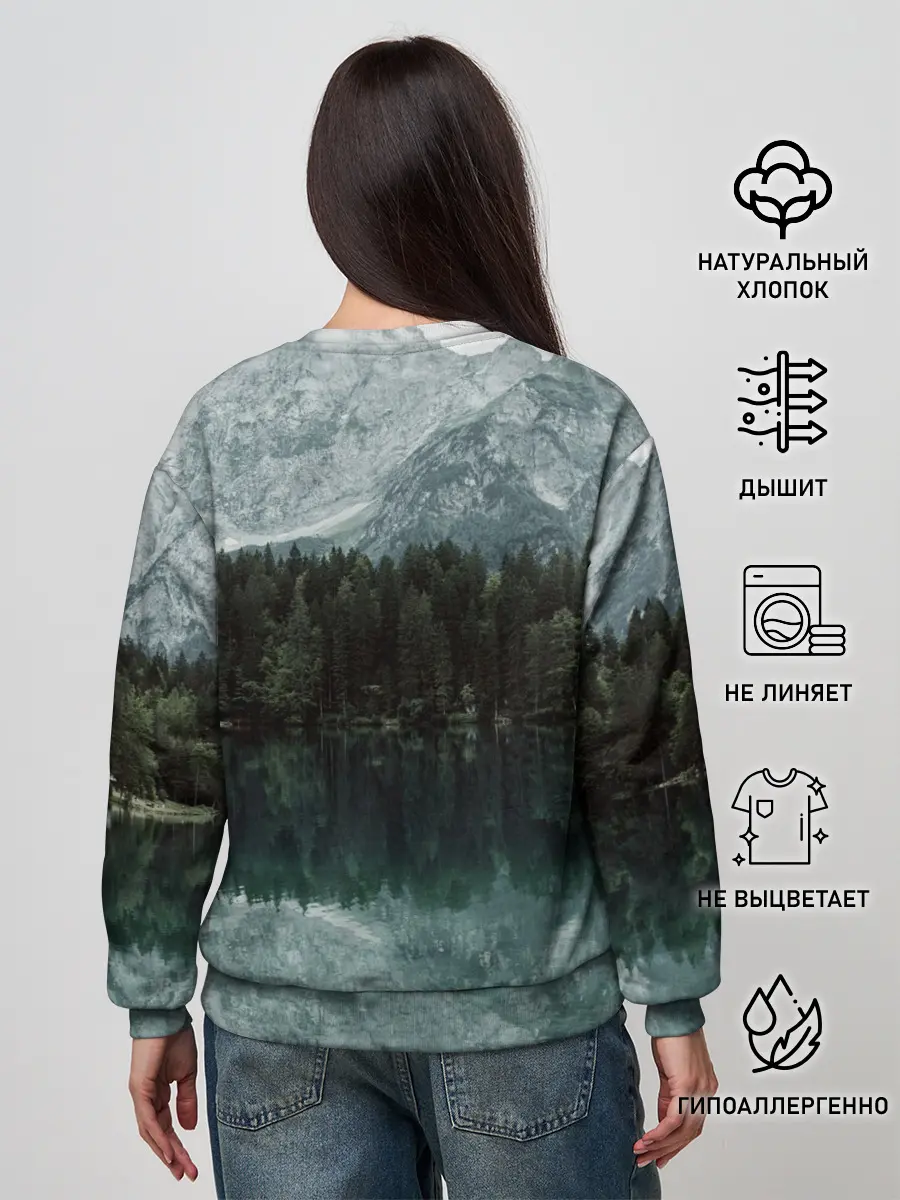 Женский свитшот / отражение горы в озере