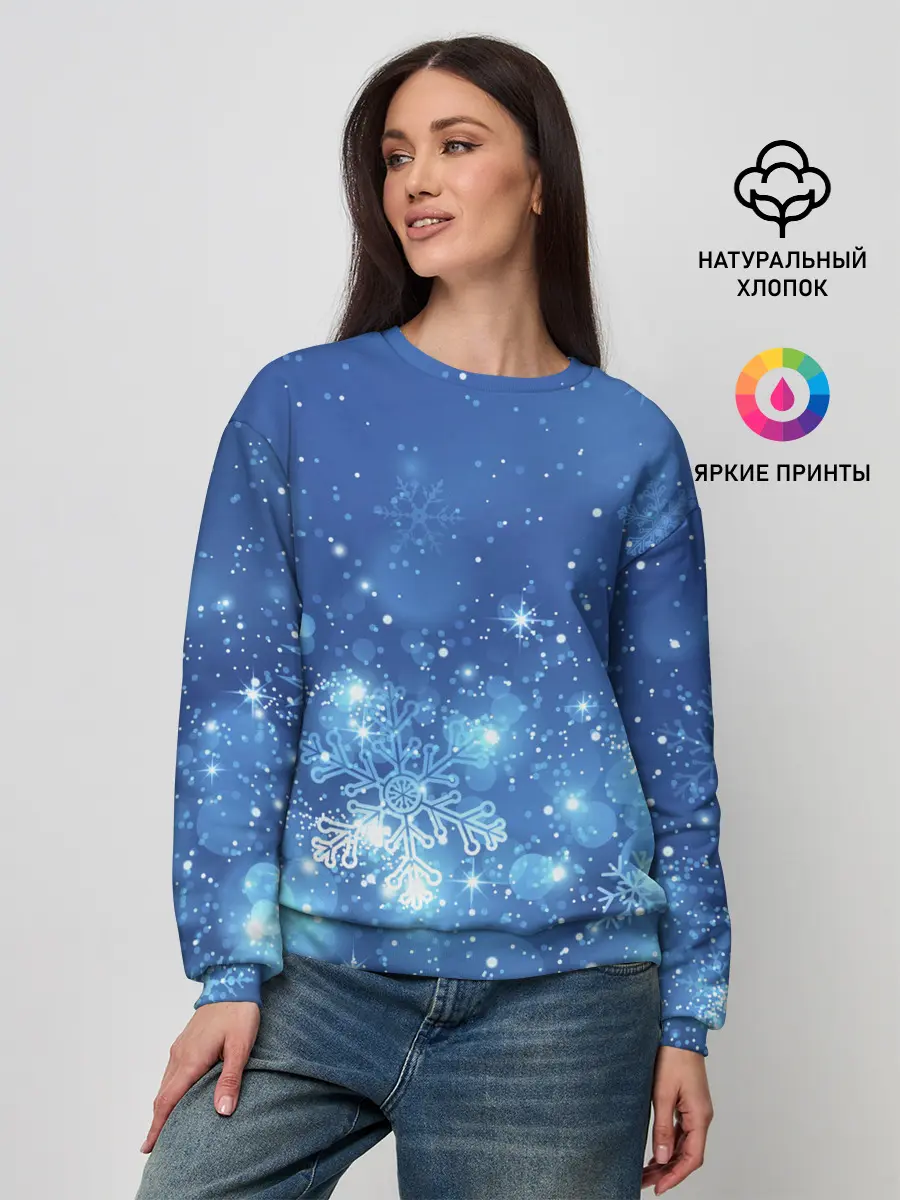 Женский свитшот / Снежинки.