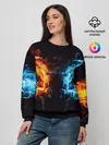 Женский свитшот / Абстракция,Инь-Ян,Огонь,Вода