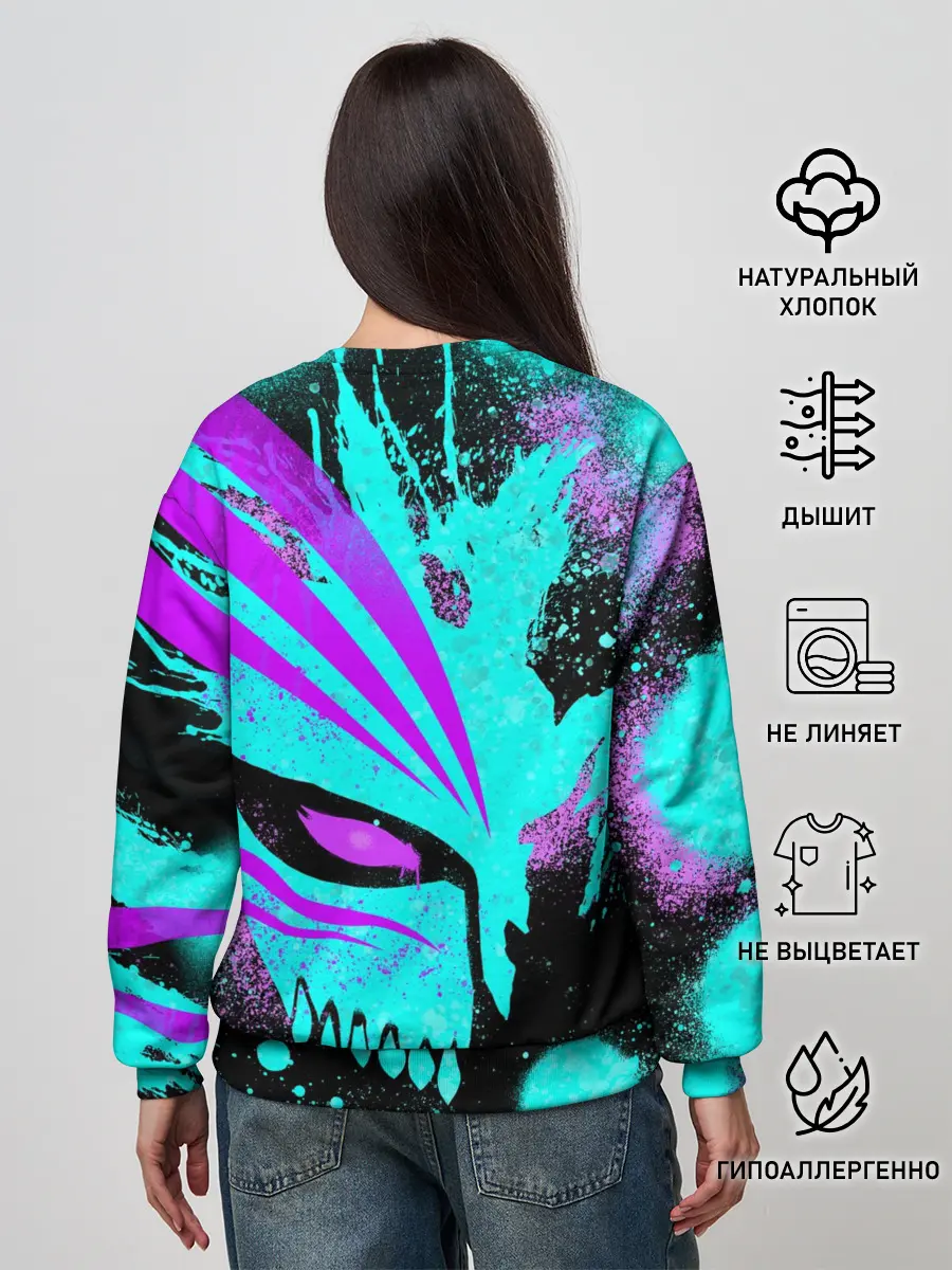 Женский свитшот / БЛИЧ МАСКА ПУСТОГО НЕОН