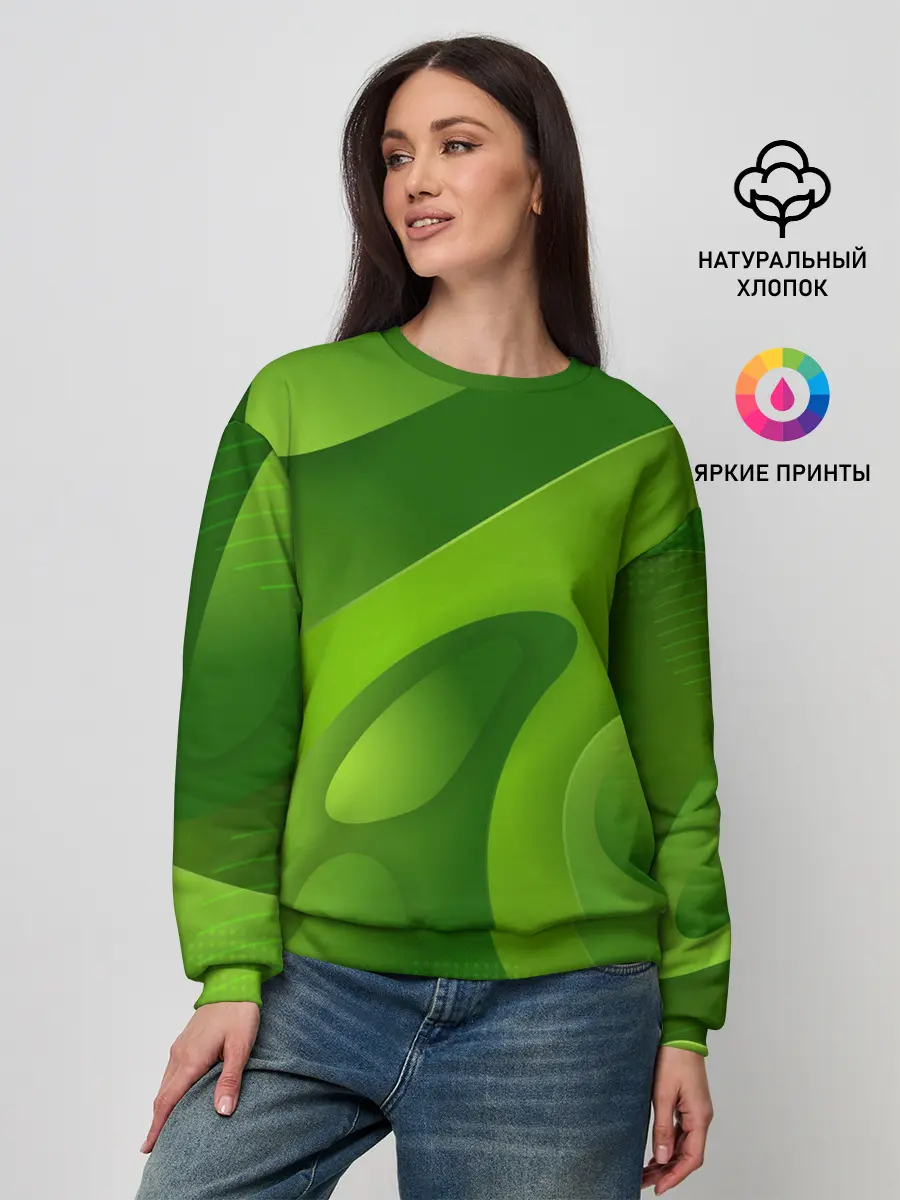 Женский свитшот / 3d Green abstract