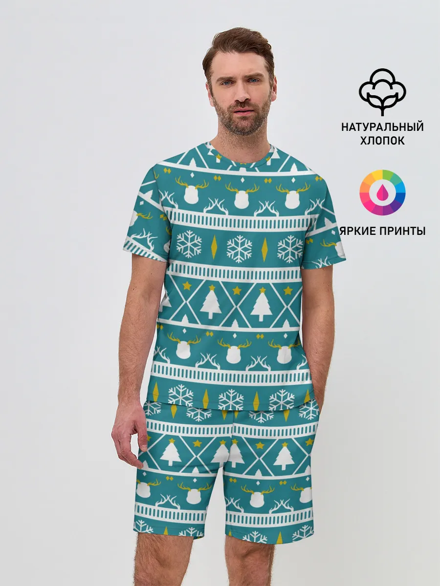 Мужской костюм с шортами / Узор новогодний