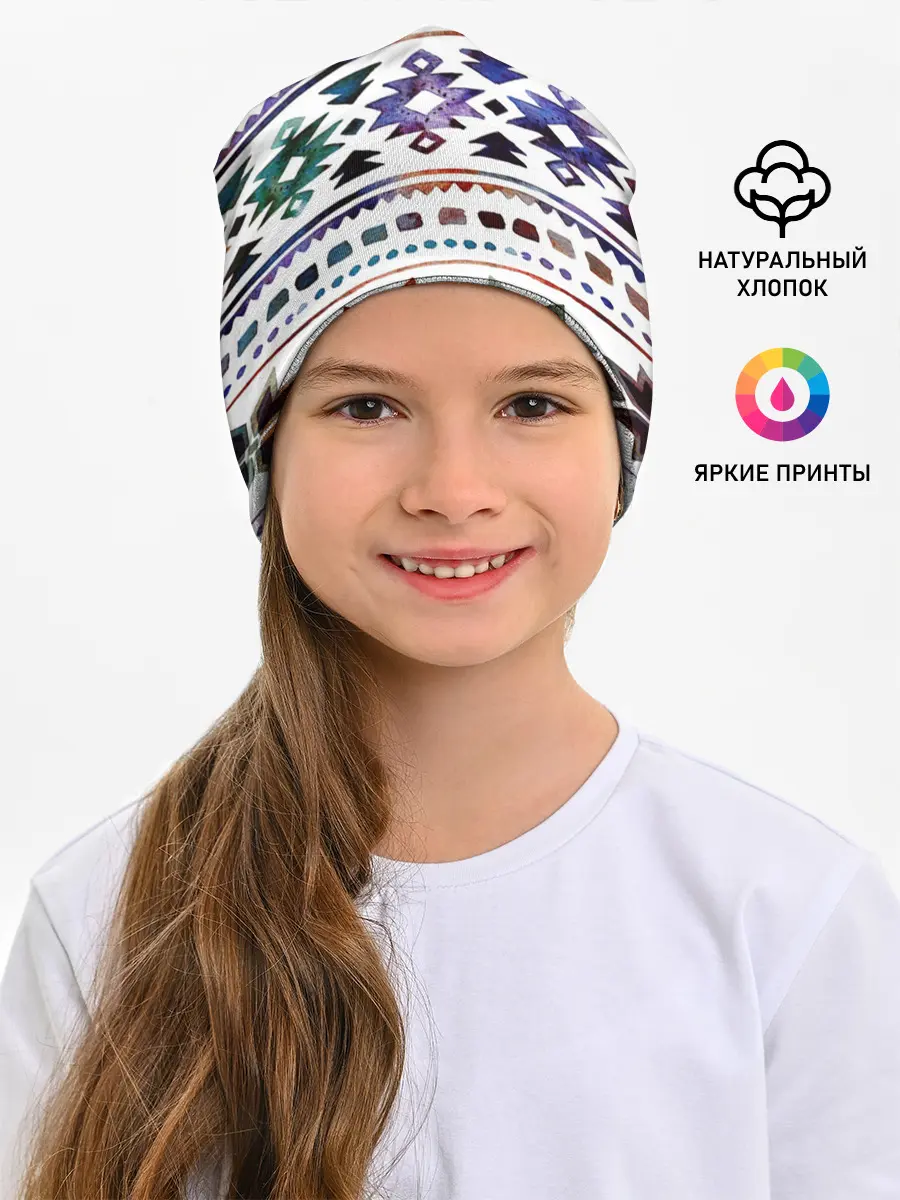 Детская шапка / Снежинки акварель