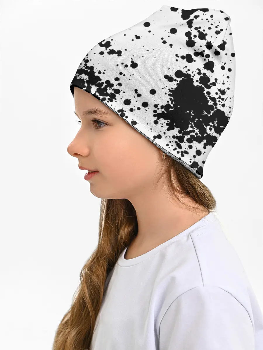 Детская шапка / Черно-белые капли