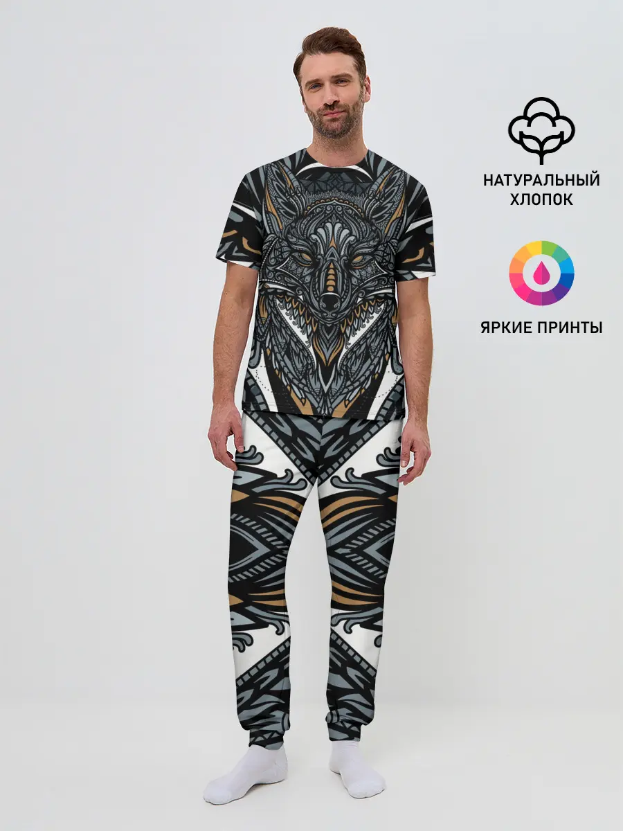 Мужская пижама с брюками / Рисунок лиса