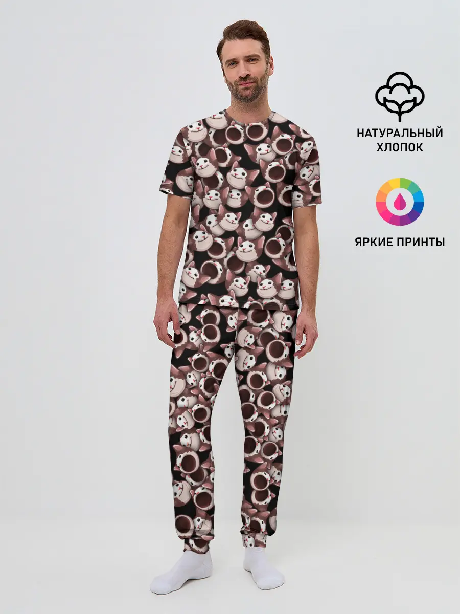 Мужская пижама с брюками / Popping cats