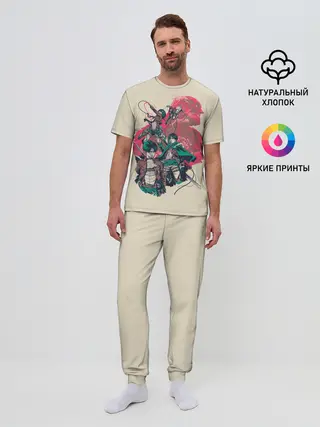 Мужская пижама с брюками / Эрен, Микаса, Армин, Леви и Титан