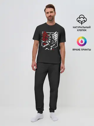 Мужская пижама с брюками / Mikasa лого на черном