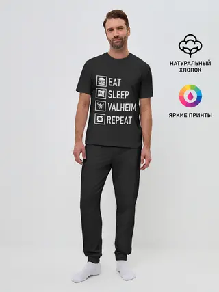 Мужская пижама с брюками / Eat/Sleep/Valheim/Repeat