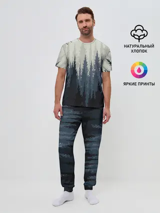 Мужская пижама с брюками / Лес