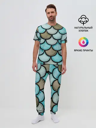 Мужская пижама с брюками / Кожа дракона