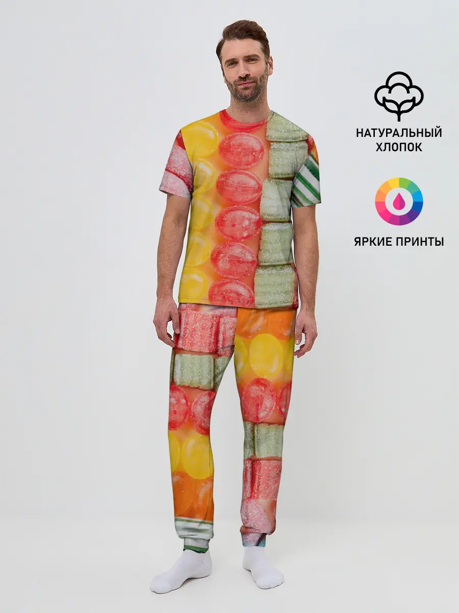 Мужская пижама с брюками / Мармеладки леденцы
