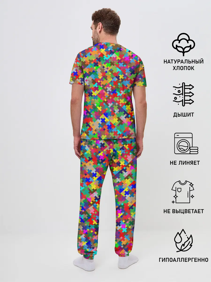 Мужская пижама с брюками / РАЗНОЦВЕТНЫЙ ПАЗЛ